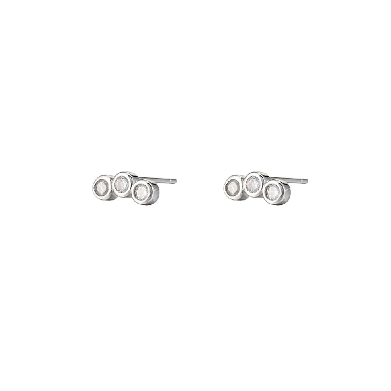 Sterling Silver Round CZ Earrings