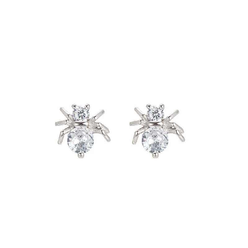 Sterling Silver Spider Stud Earrings