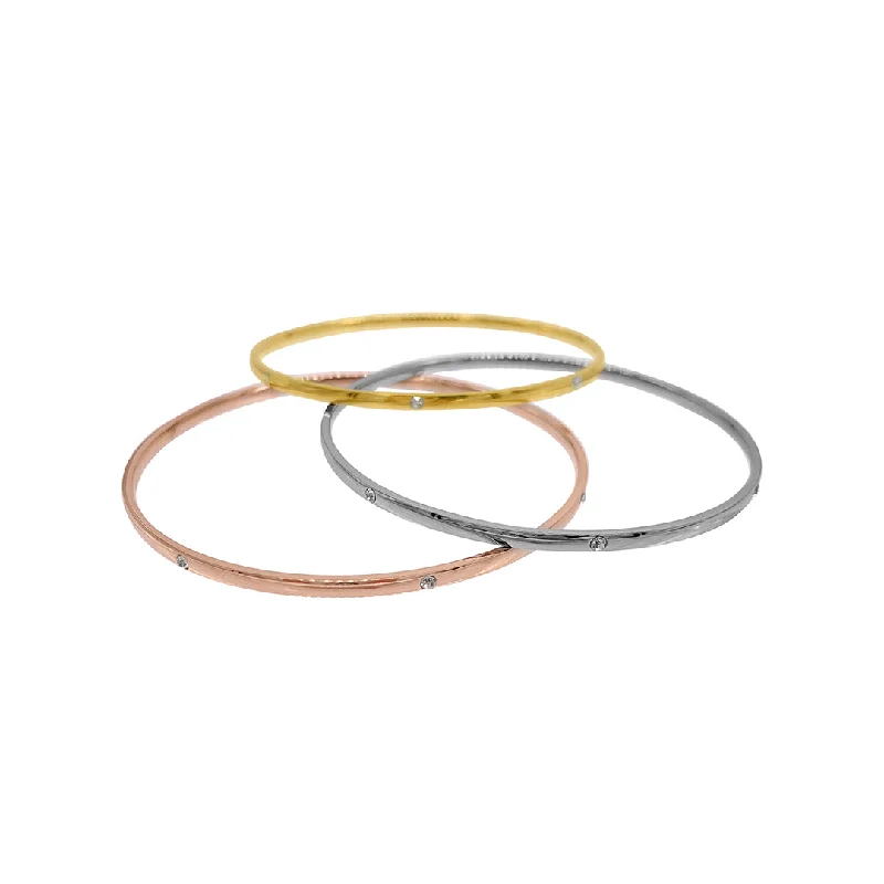 Trio Bangle Set silver gold