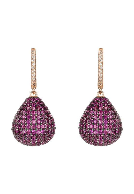 Valerie Pear Drop Gemstone Earring Rosegold Ruby