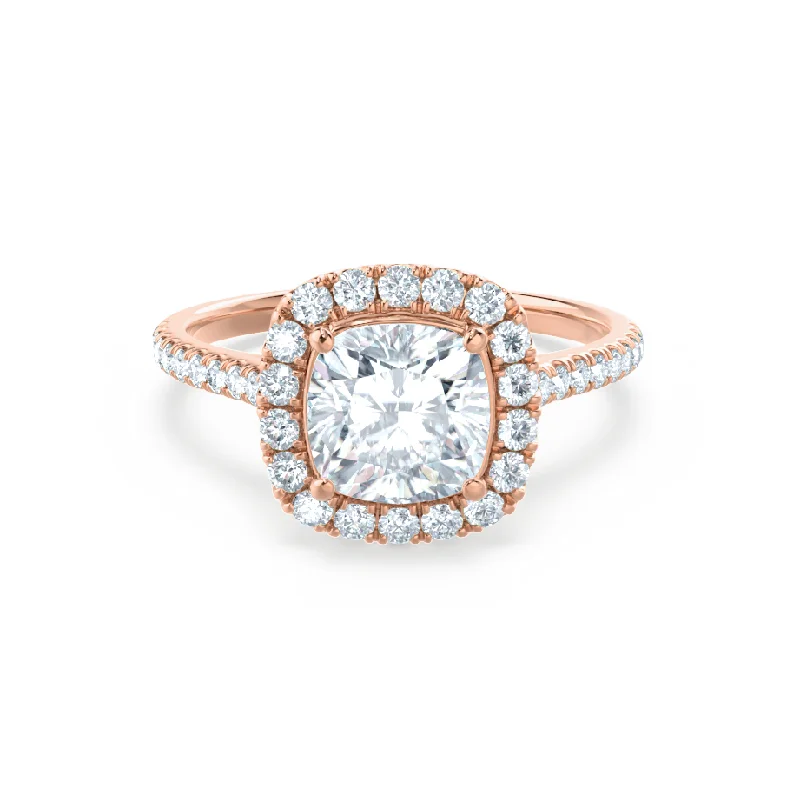 VIOLETTE - Cushion Moissanite & Diamond 18k Rose Gold Petite Halo Ring