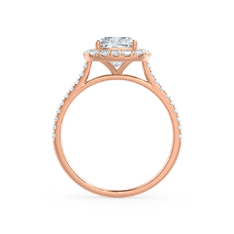 VIOLETTE - Cushion Moissanite & Diamond 18k Rose Gold Petite Halo Ring