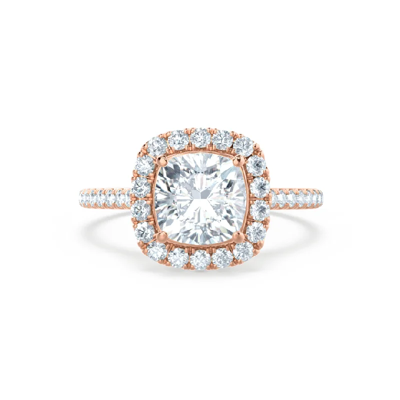 VIOLETTE - Cushion Moissanite & Diamond 18k Rose Gold Petite Halo Ring