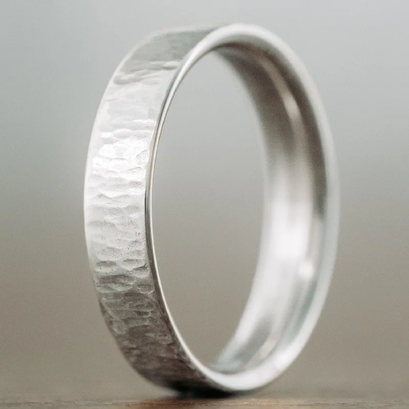 The Willow | Women's Tree Bark Textured White Gold Wedding Band