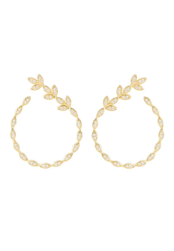 Wisteria Trailing Flower Earrings Gold